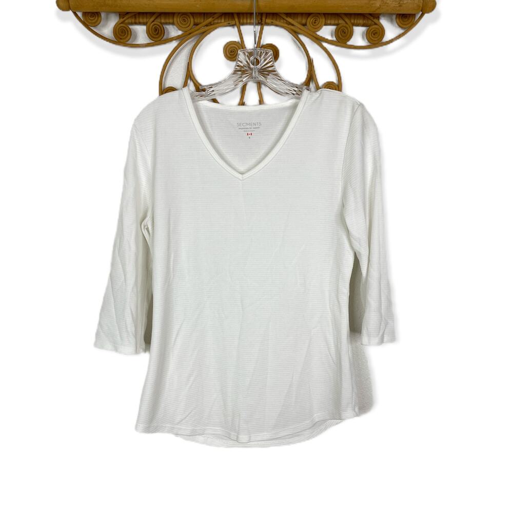 Segments V-neck 3/4 sleeve shirt white S